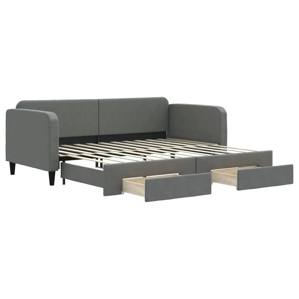 Slaapbank onderschuifbed en lades 90x200 cm stof donkergrijs