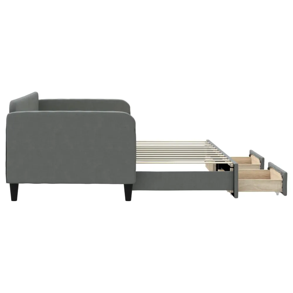 Slaapbank onderschuifbed en lades 90x200 cm stof donkergrijs