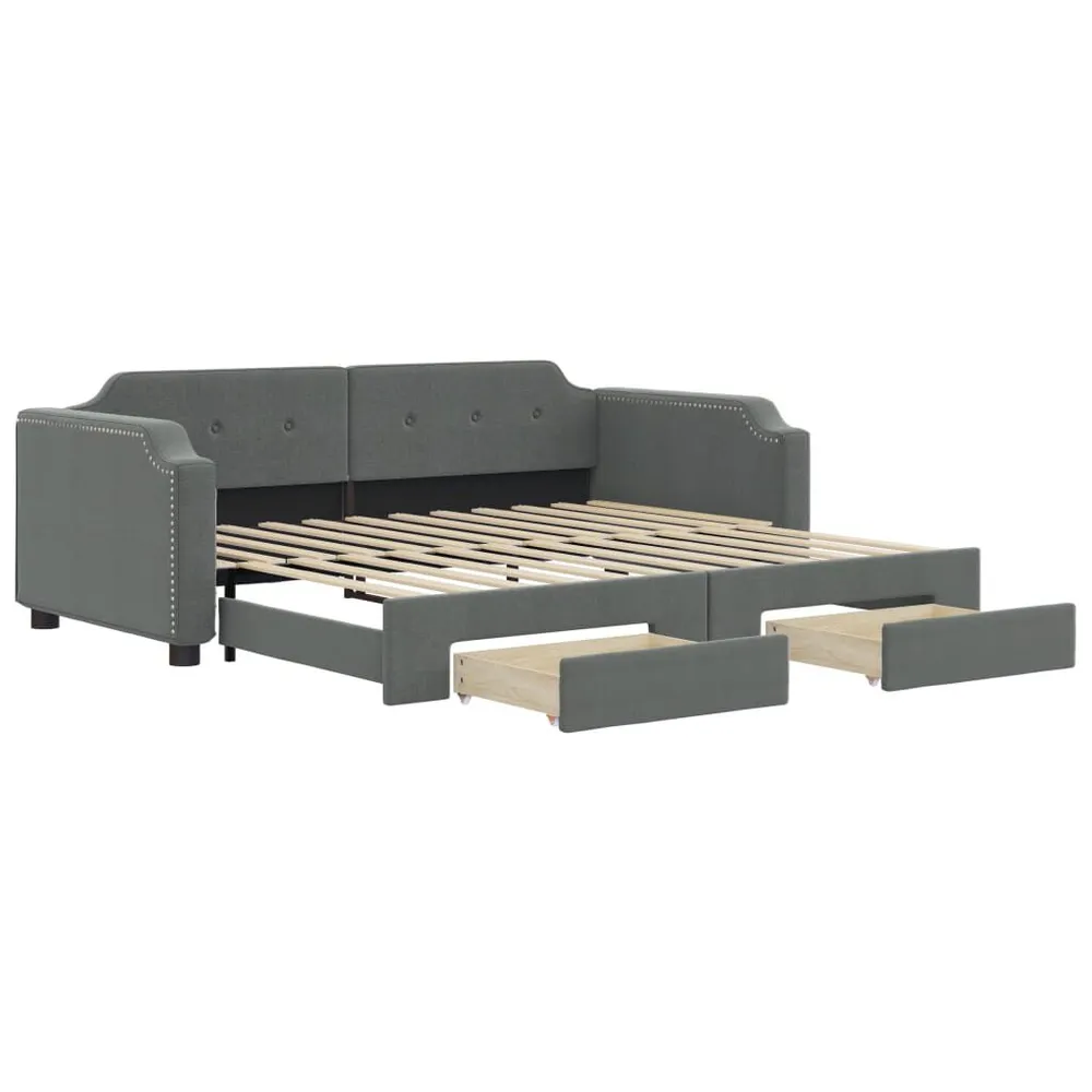 Slaapbank onderschuifbed en lades 90x200 cm stof donkergrijs