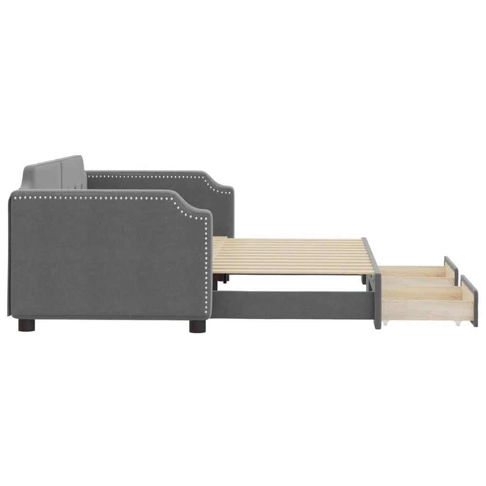 Slaapbank onderschuifbed en lades 90x200 cm stof donkergrijs
