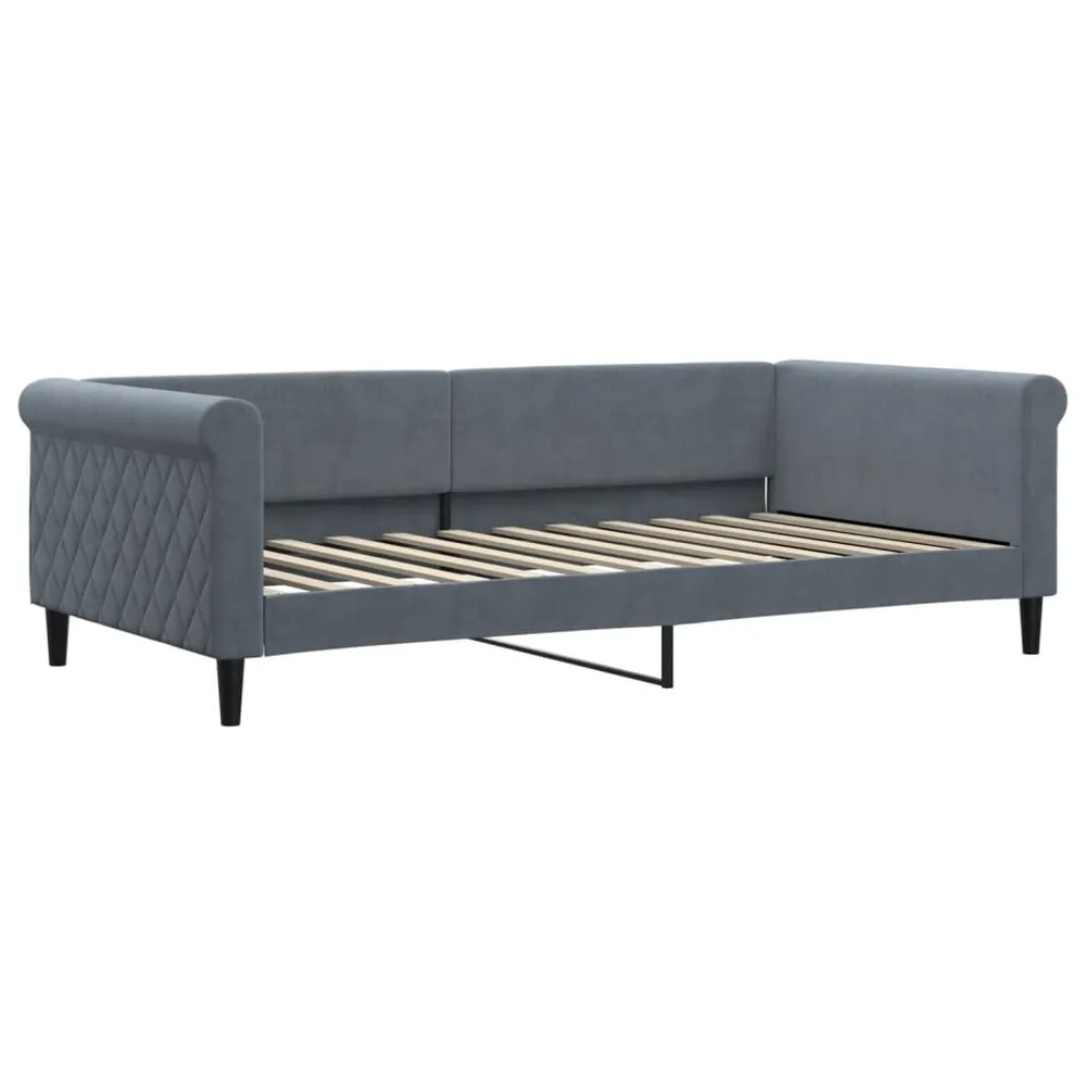 Slaapbank onderschuifbed matrassen 100x200cm fluweeldonkergrijs