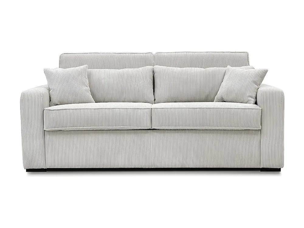 Slaapbank – 3 zitplaatsen – Stoffen bekleding crèmewit – Matrasbreedte: 140 cm – Matrasdikte: 14 cm – MONDOVI