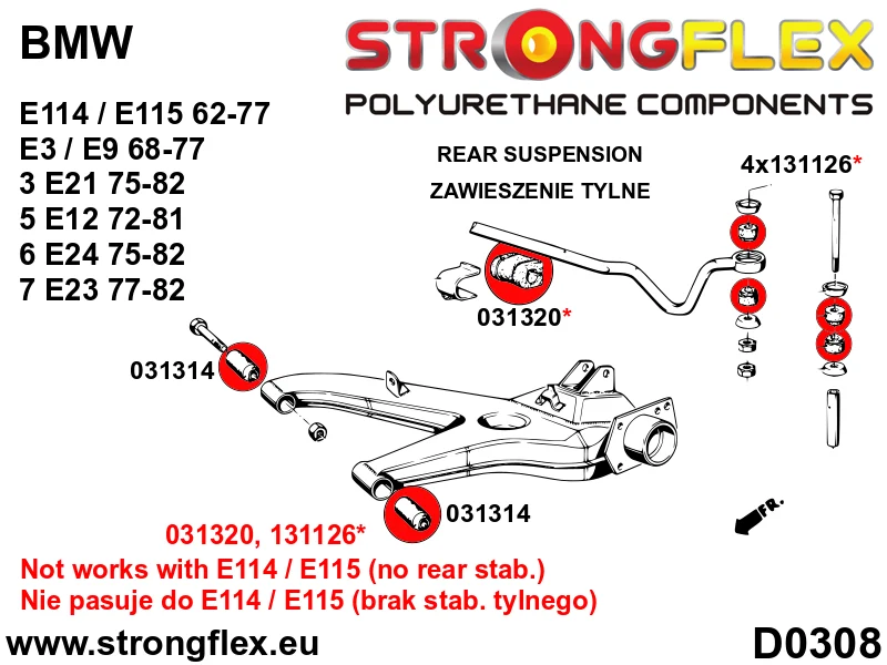 Rear trailing arm bush - BMW > Serie 3 > I E21|BMW > Serie 3 > II E30|BMW > Serie 3 > III E36 > E36 Compact|BMW > Serie 5...