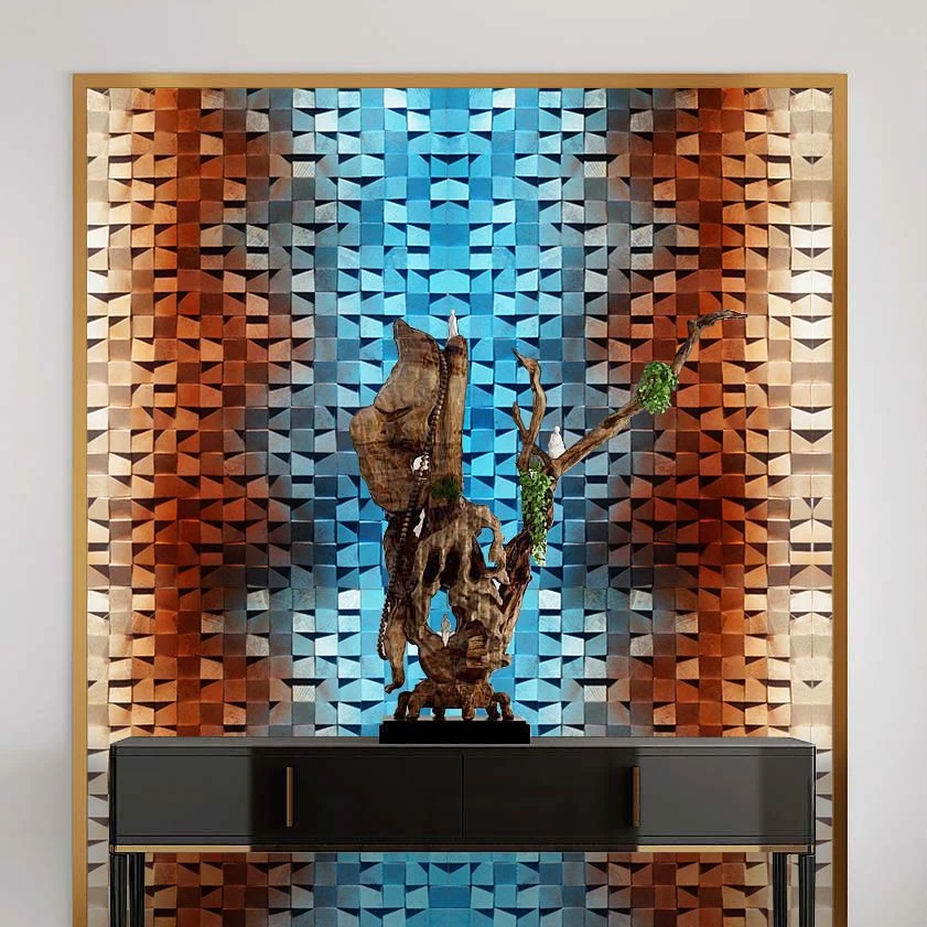 IPX7 Waterdicht Mosaic Wall Ceiling Wood Contemporary Shiplap Indoor Wall Ceiling Blue
