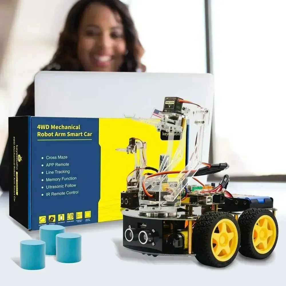 KeyeStudio 4WD Mechanical Arm Robot Connected Car Arduino