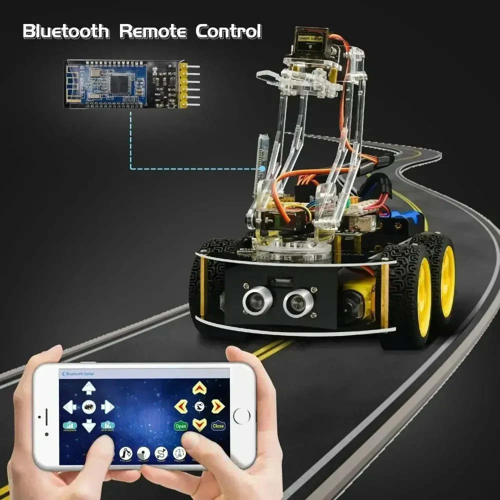 KeyeStudio 4WD Mechanical Arm Robot Connected Car Arduino