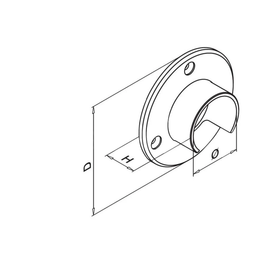 Q-railing Wall Flange 1.66'' (42.2 mm) (Round) Cap Rail (Outdoor)