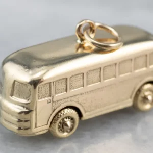 Vintage Gouden Bus Charm Pendant