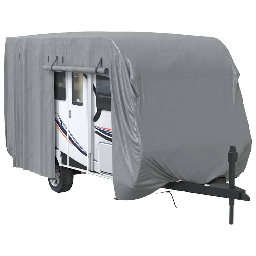Caravanhoes 460x250x220 cm vliesvlies grijs Complete set met 5 onderdelen