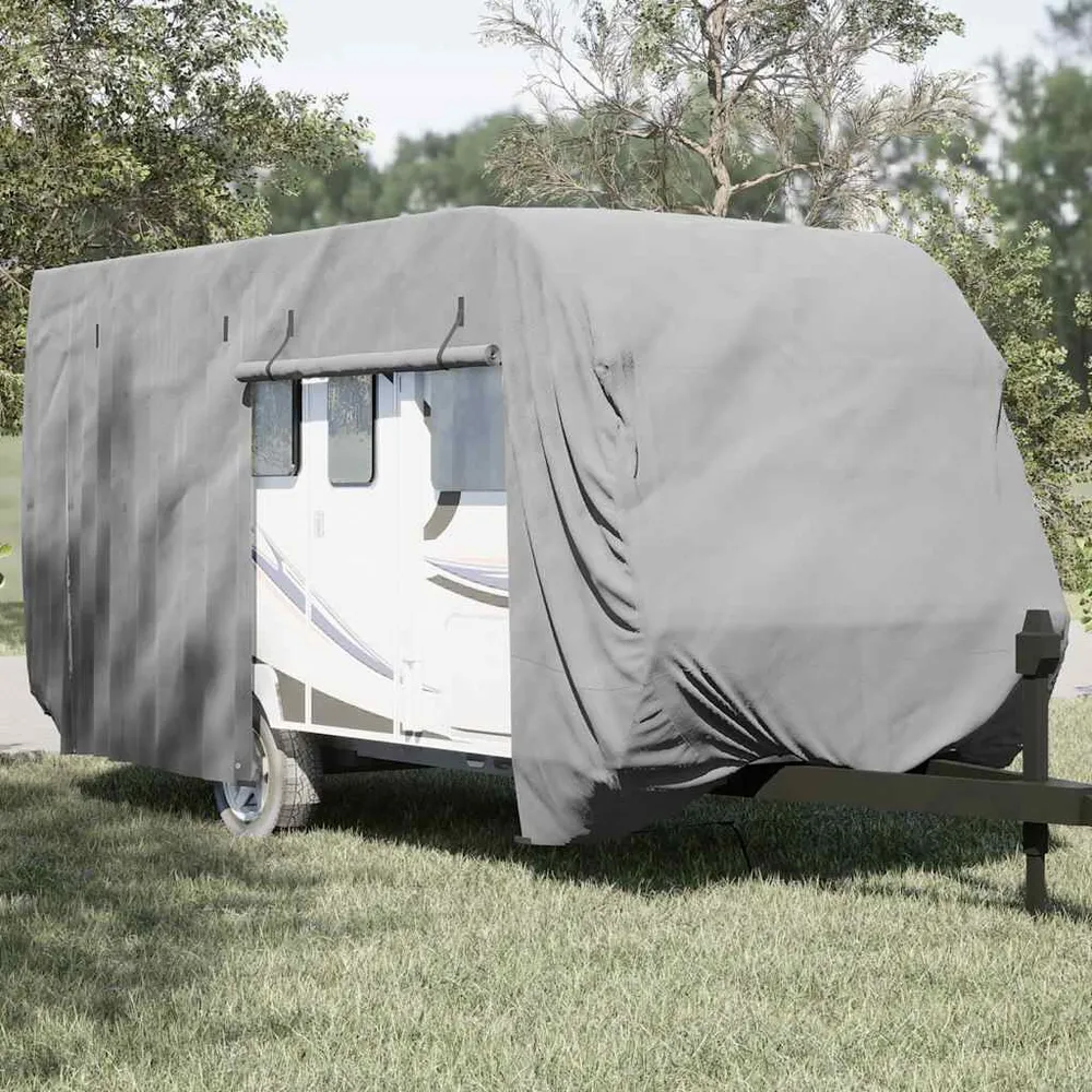 Caravanhoes 460x250x220 cm vliesvlies grijs Complete set met 5 onderdelen