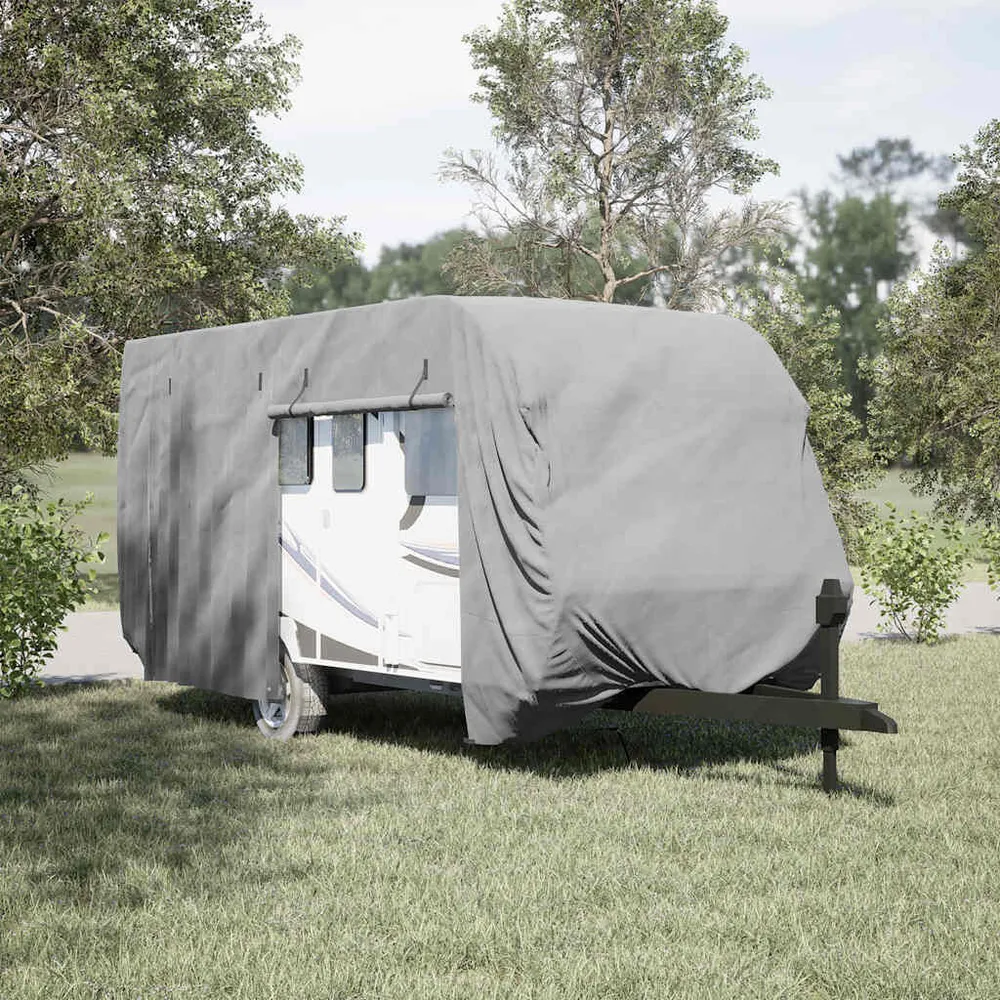 Caravanhoes 460x250x220 cm vliesvlies grijs Complete set met 5 onderdelen