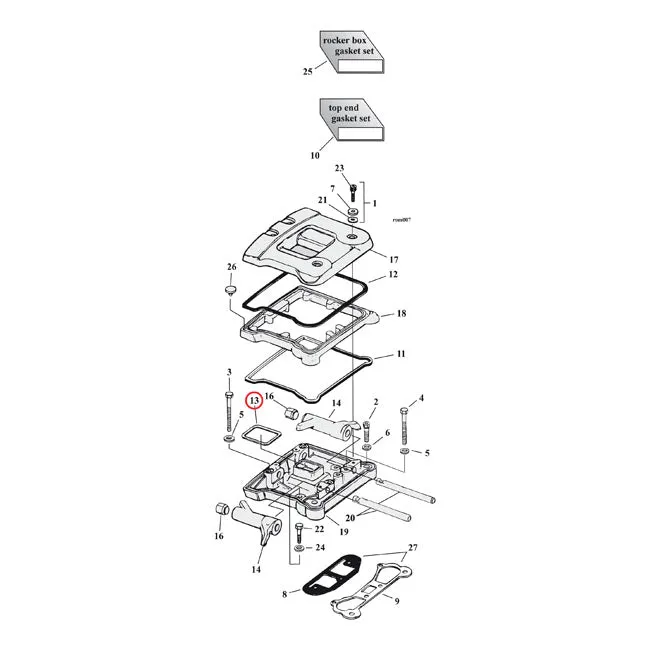 Cometic Gaskets, Middle Rckr Cvr. Gummi Harley-Davidson
