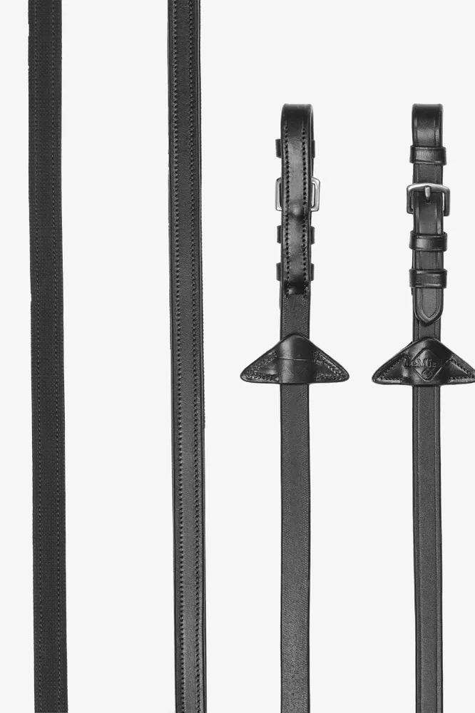 Natuurrubber Half lined Reins Black/Silver P compatible met BMW 3-serie