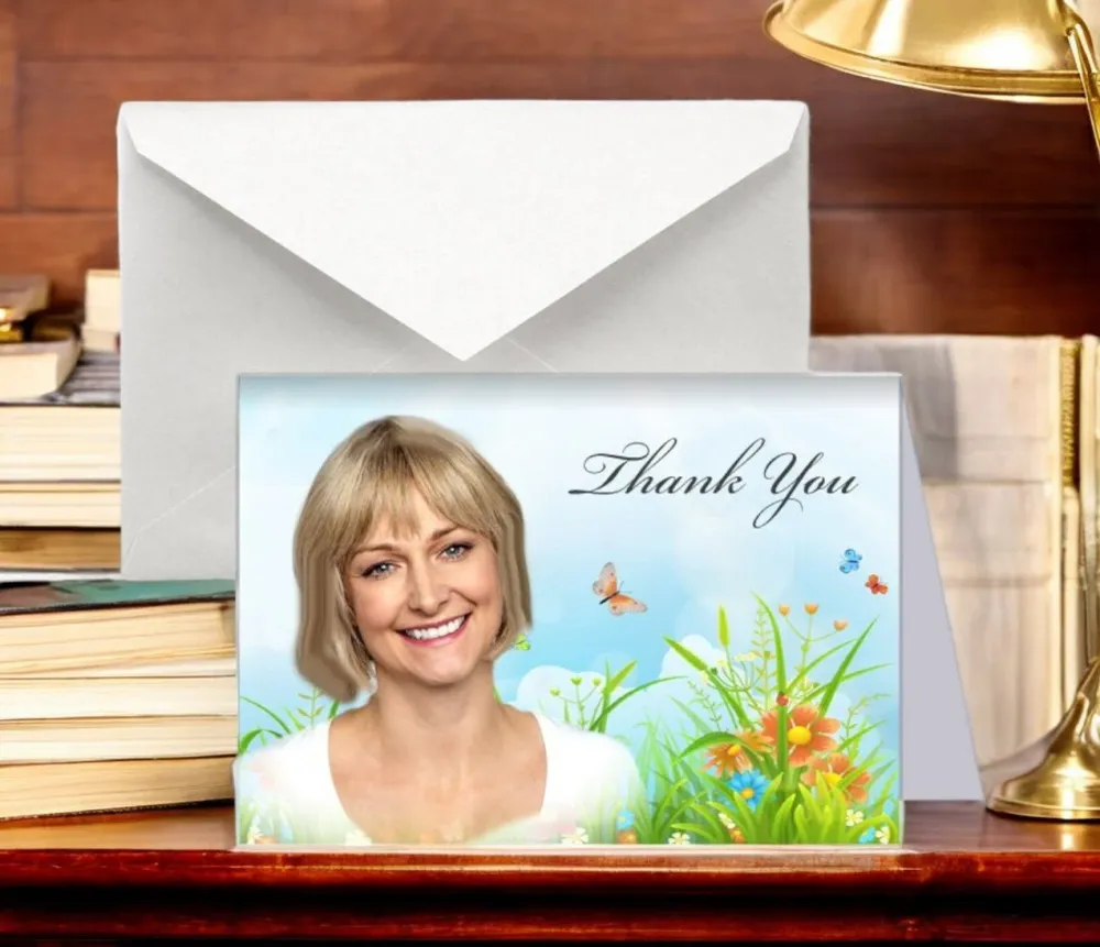 Springtime Funeral Thank You Card Design & Print (Pack 50) - Set voor vooras