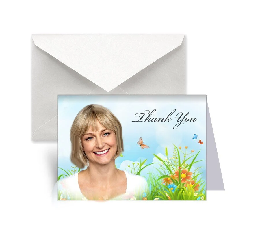 Springtime Funeral Thank You Card Design & Print (Pack 50) - Set voor vooras