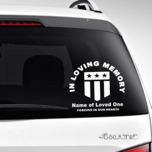 Flag Loving Memory Car Decal zwarte poedercoating
