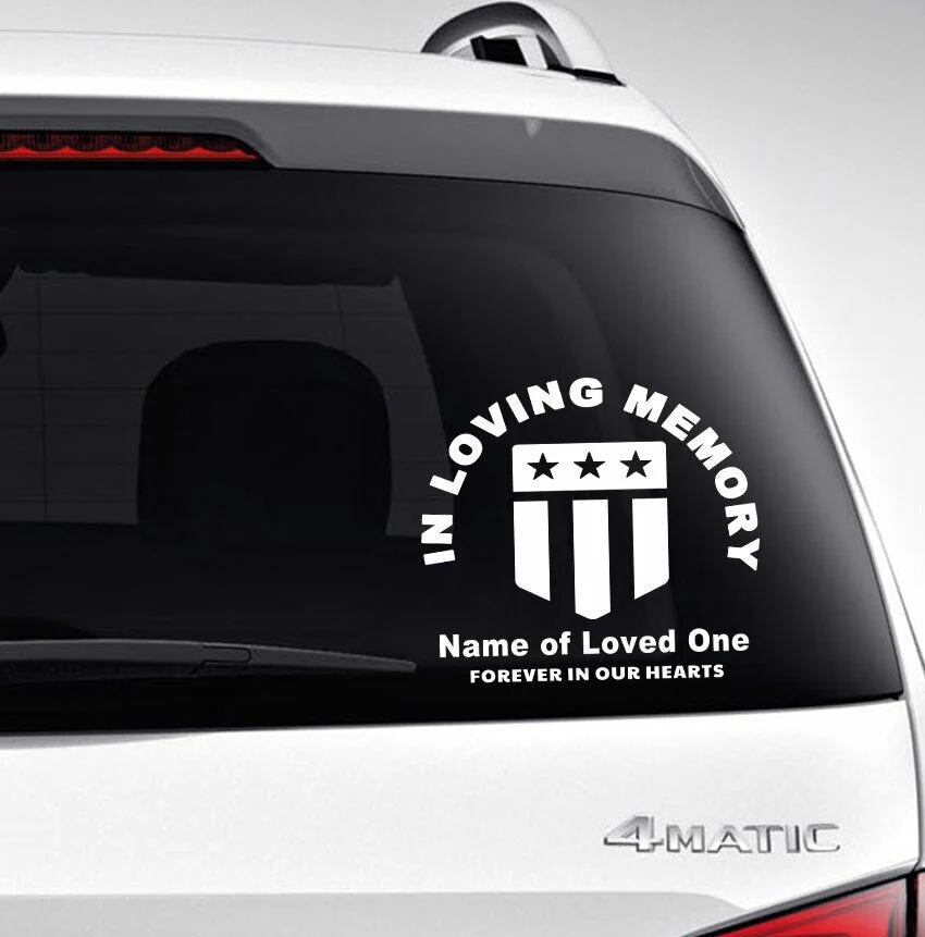 Flag Loving Memory Car Decal zwarte poedercoating