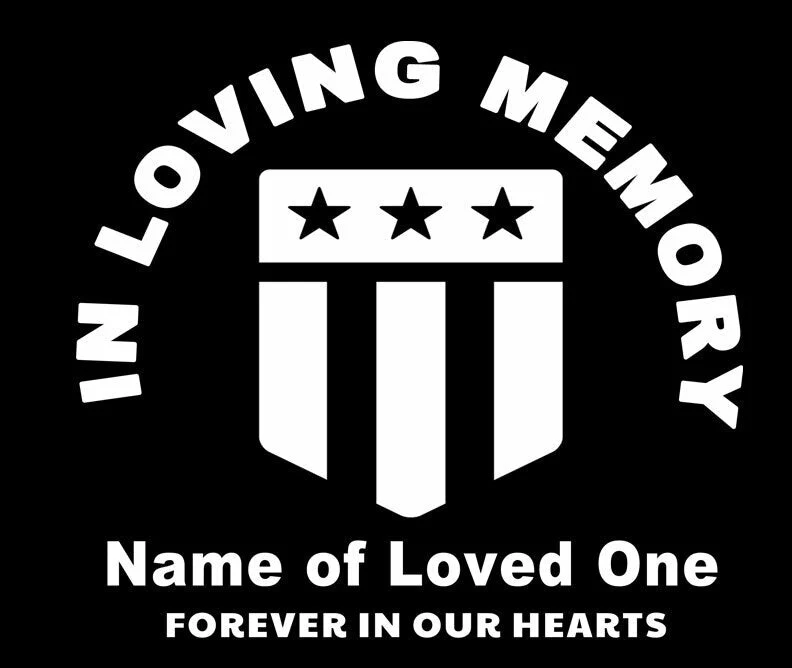 Flag Loving Memory Car Decal zwarte poedercoating