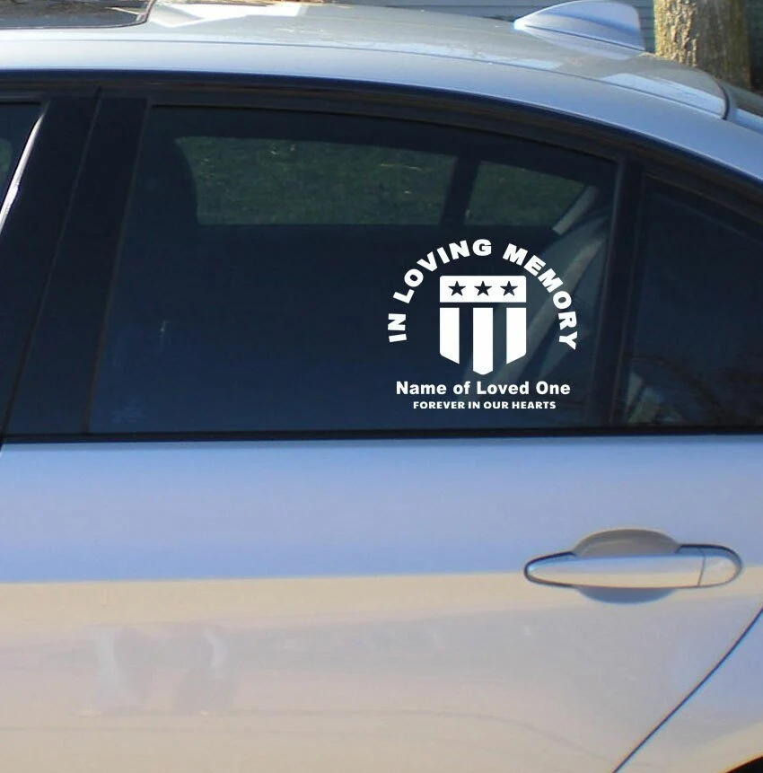 Flag Loving Memory Car Decal zwarte poedercoating