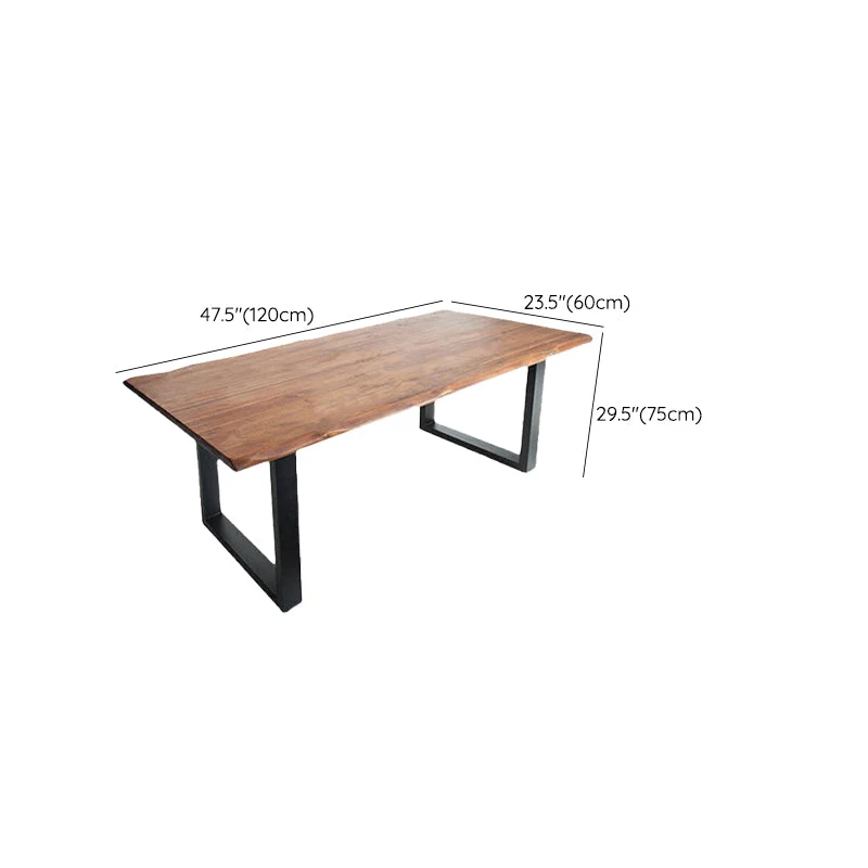 Actueel Solid Wood Office Desk Irregular Shape Task Desk 2-Legs Brown met stofkap 47