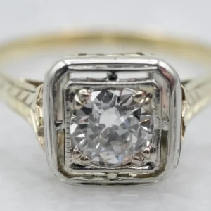 Antique Two Tone Verguld Diamond Engagement Ring