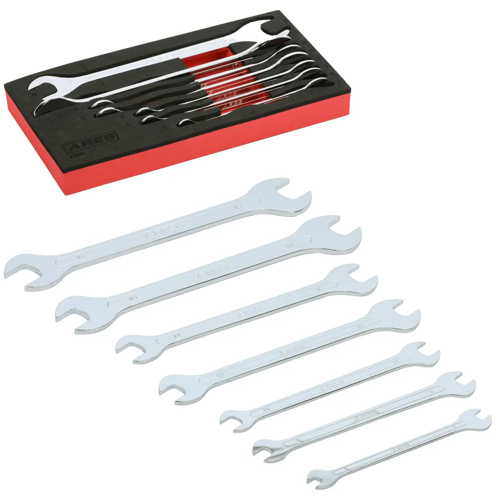 ARES 33041 - 7-Piece Metric Ultra-Thin Profile Dubbel Open-End Wrench Set