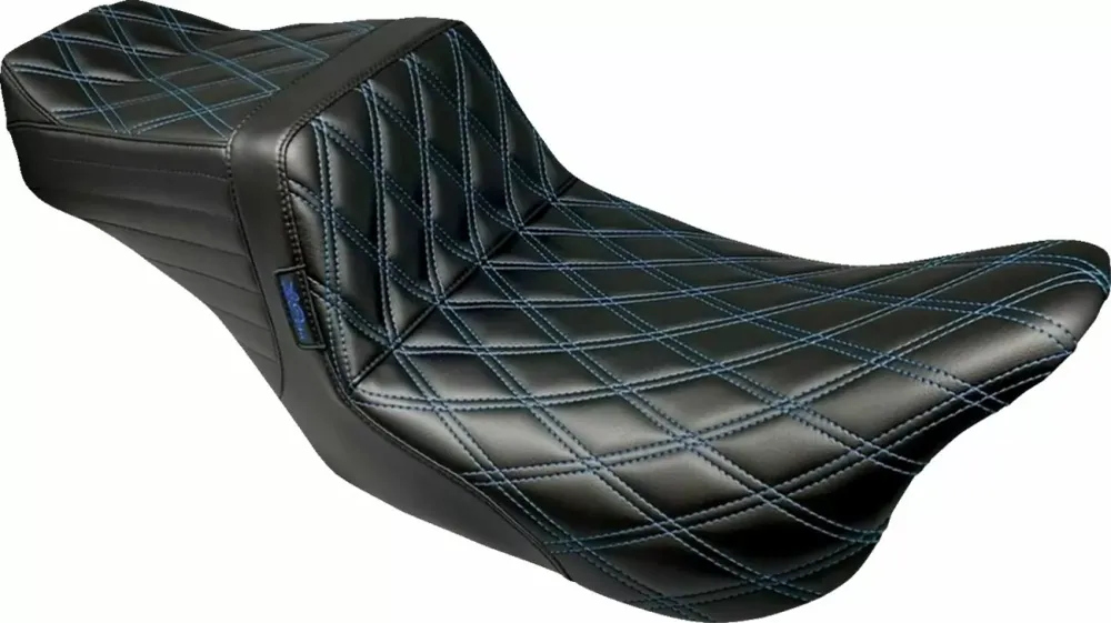 Asiento Delantero Con Cola Whip De Doble Diamante Con Rosca Azul Para Harley Davidson voor verlaagde auto's