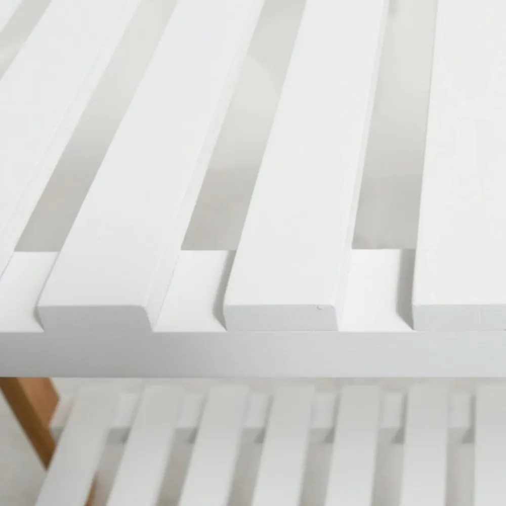 Bamboo coat rack two shelves model Mia - White, Black and Bamboo