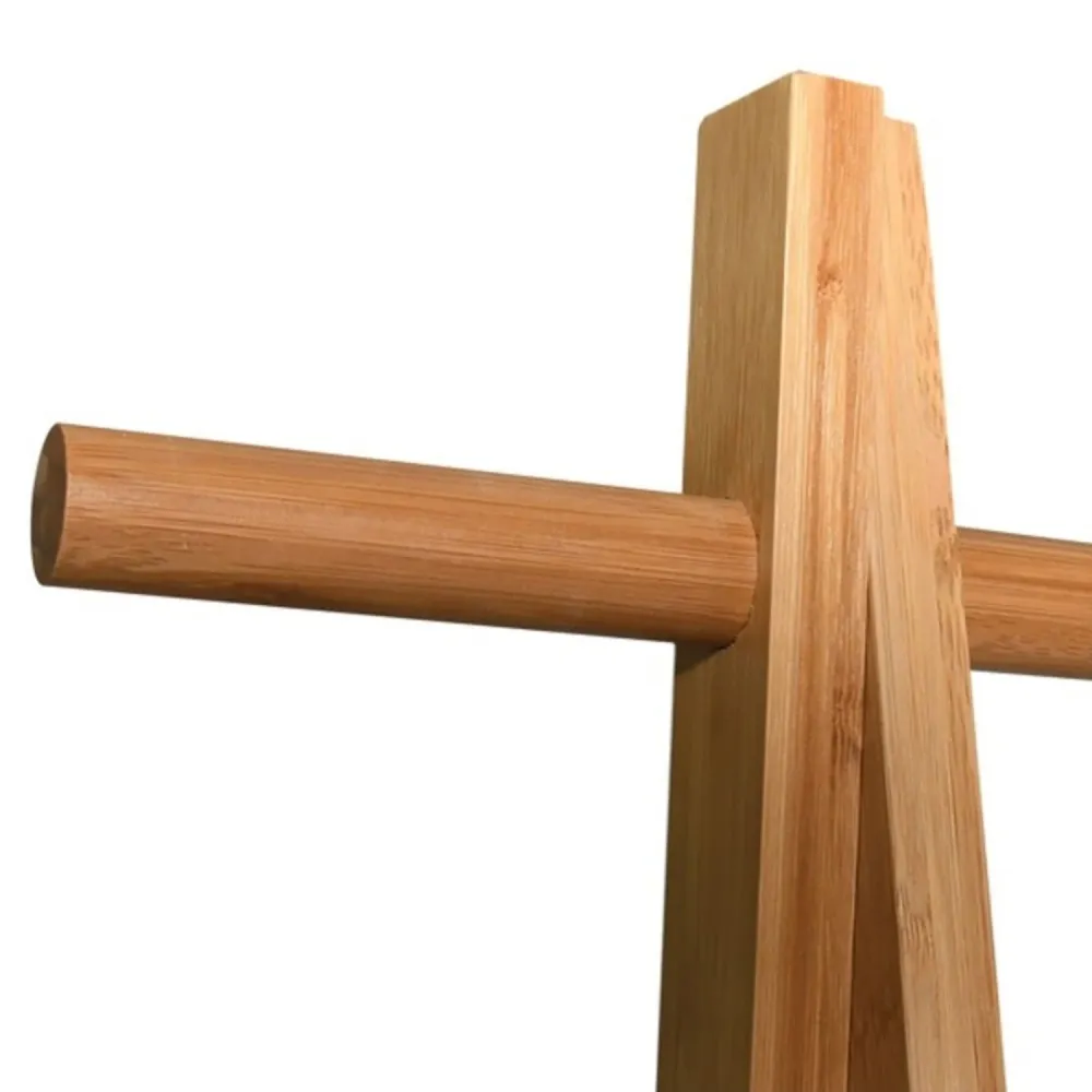 Bamboo coat rack two shelves model Mia - White, Black and Bamboo