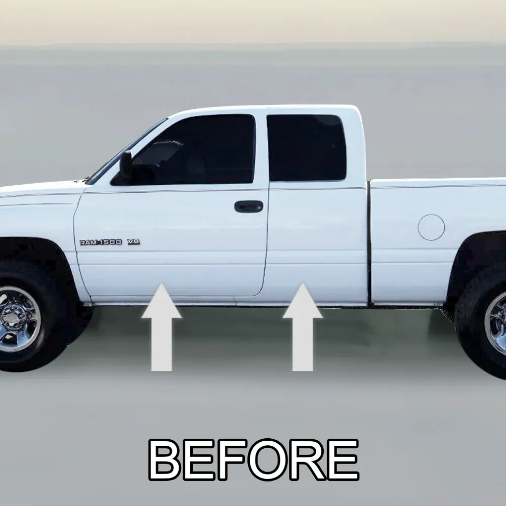 2" Black Body Side Molding Trim Die Cut Ends 1994-2000 Dodge RAM