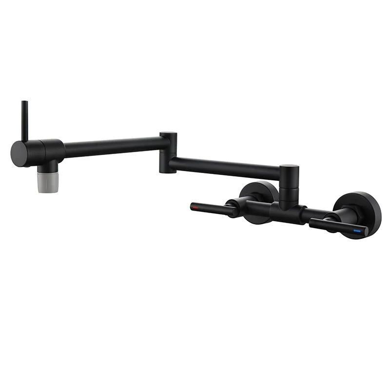Brass Pot Filler Modern Duo Lever Handle Swivel Wall-Mounted Pot Filler