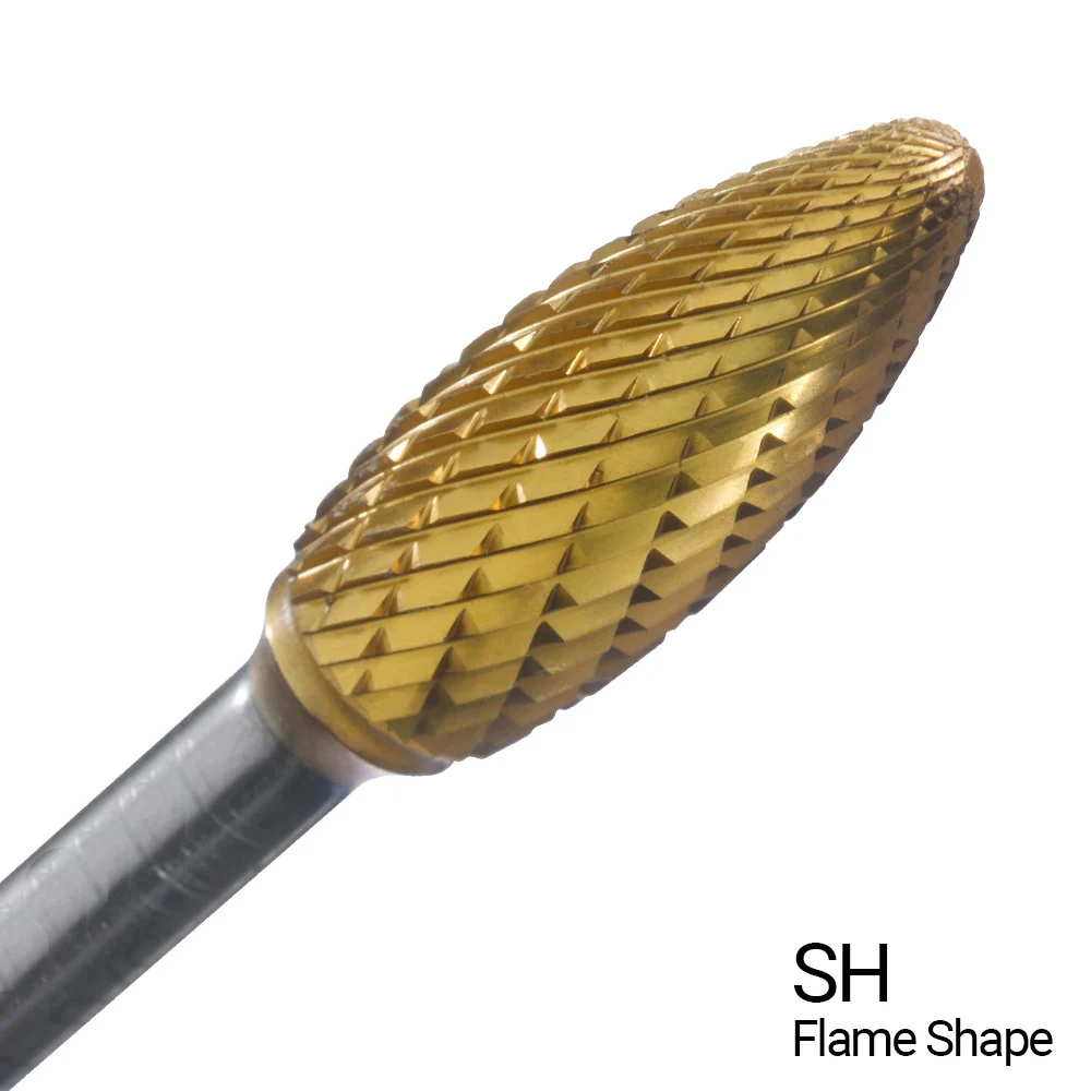 CHAMPION SH1 Tweemaal Cut TiN Coated Carbide Bur