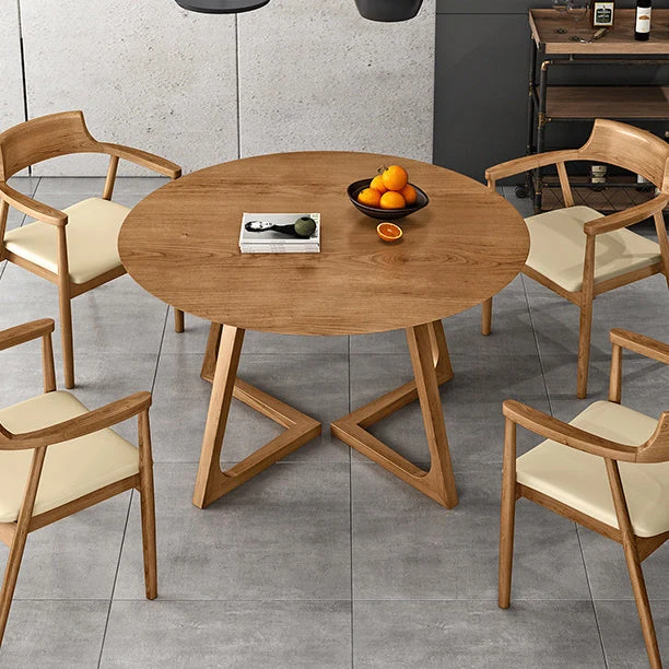 Contemporary Round Dining Table Pine Solid Wood Table Duo Pedestal 31