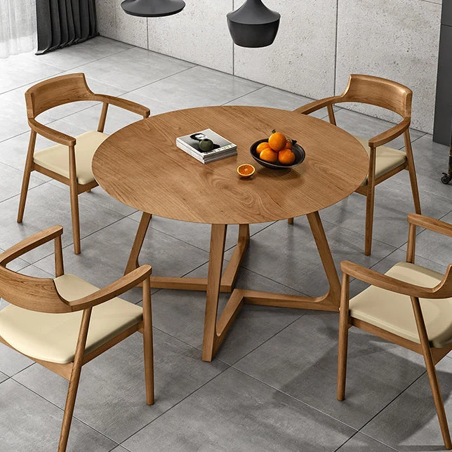 Contemporary Round Dining Table Pine Solid Wood Table Duo Pedestal 31