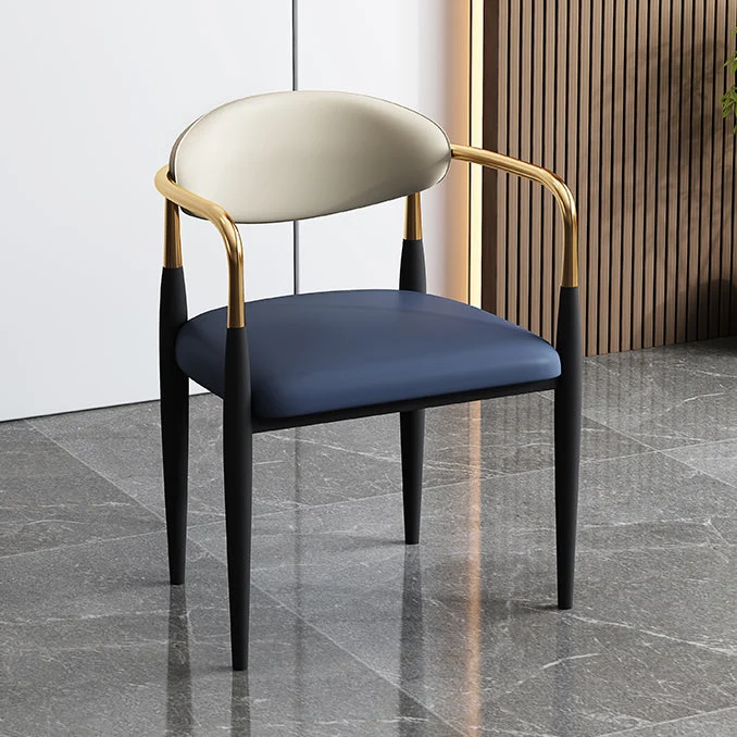 Designer Style Echt leer Arm Chair Matte Finish Open Back Dining Chair (Set 2) Grey