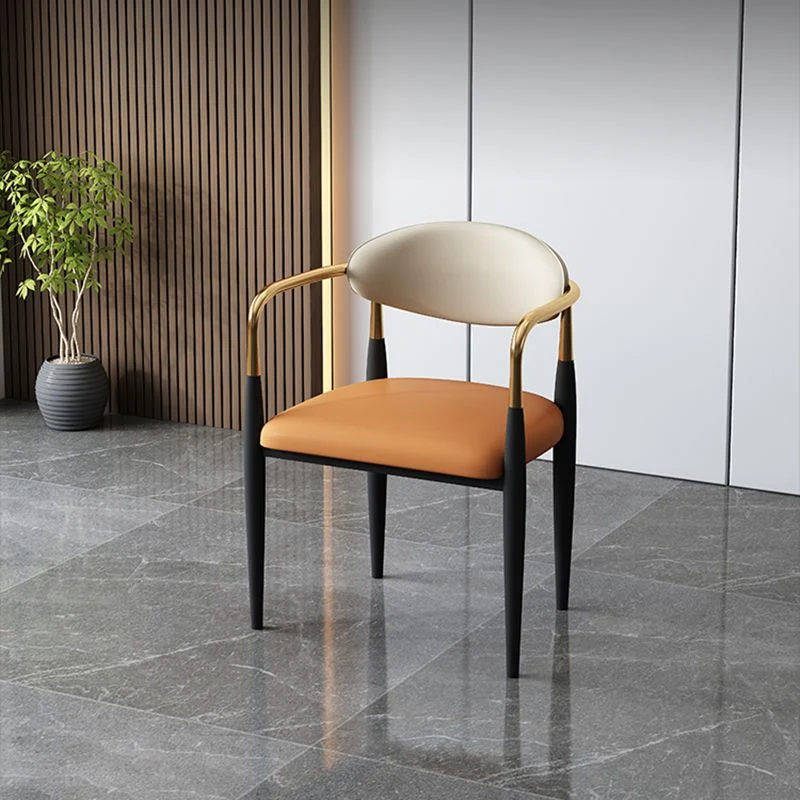 Designer Style Echt leer Arm Chair Matte Finish Open Back Dining Chair (Set 2) Grey