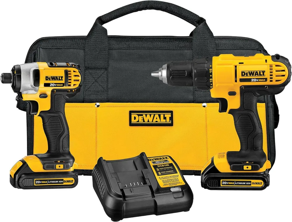 DeWalt 20V MAX Batterijgevoed Drill and Impact Driver Kit 2 Batteries and Charger