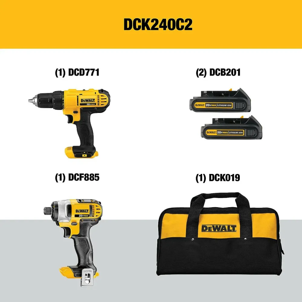 DeWalt 20V MAX Batterijgevoed Drill and Impact Driver Kit 2 Batteries and Charger