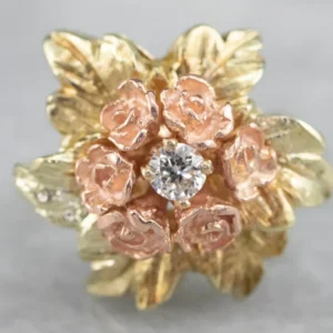 Diamond Bouquet Ring Two Tone Verguld