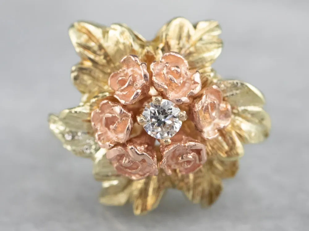 Diamond Bouquet Ring Two Tone Verguld