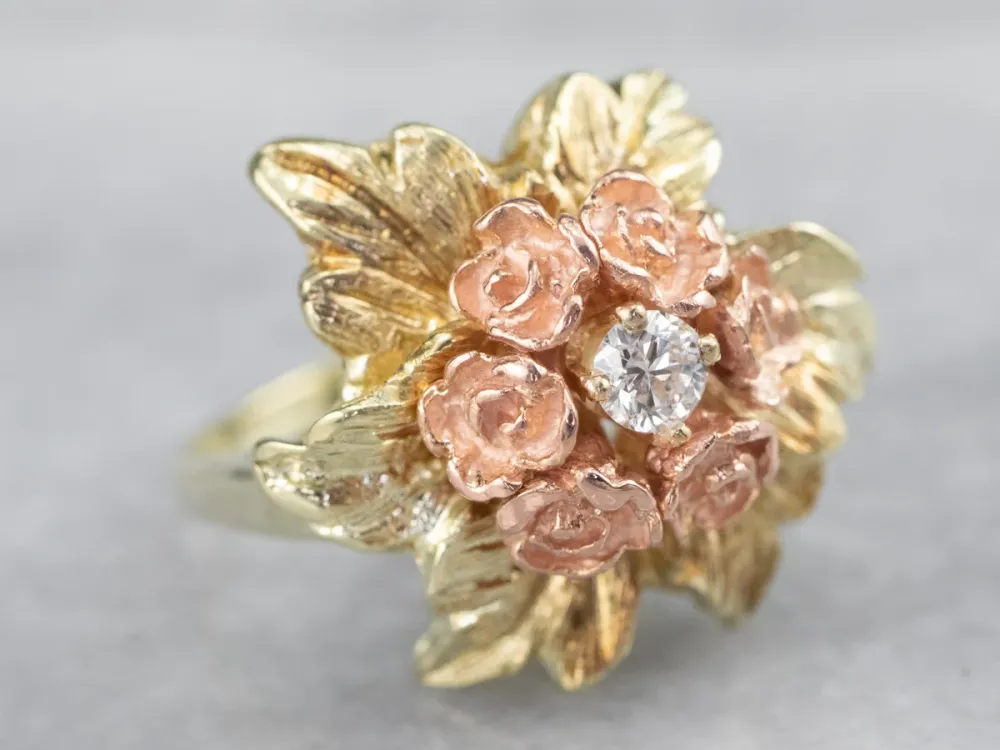 Diamond Bouquet Ring Two Tone Verguld