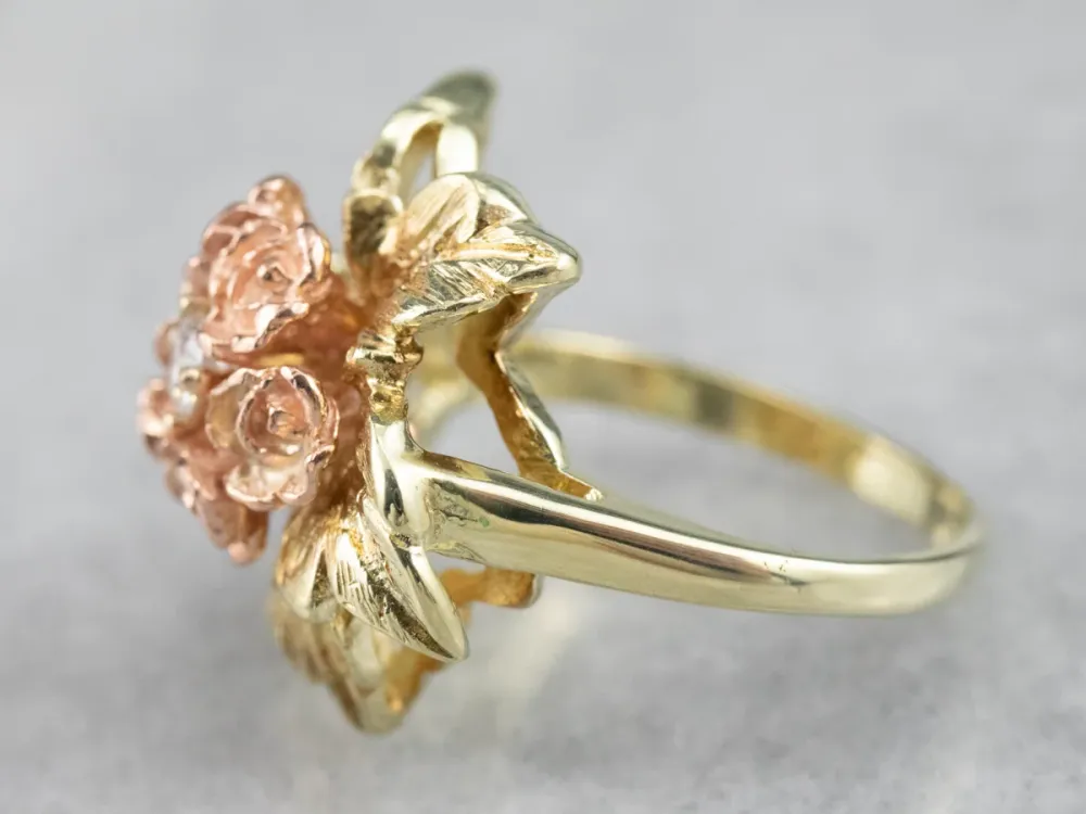 Diamond Bouquet Ring Two Tone Verguld