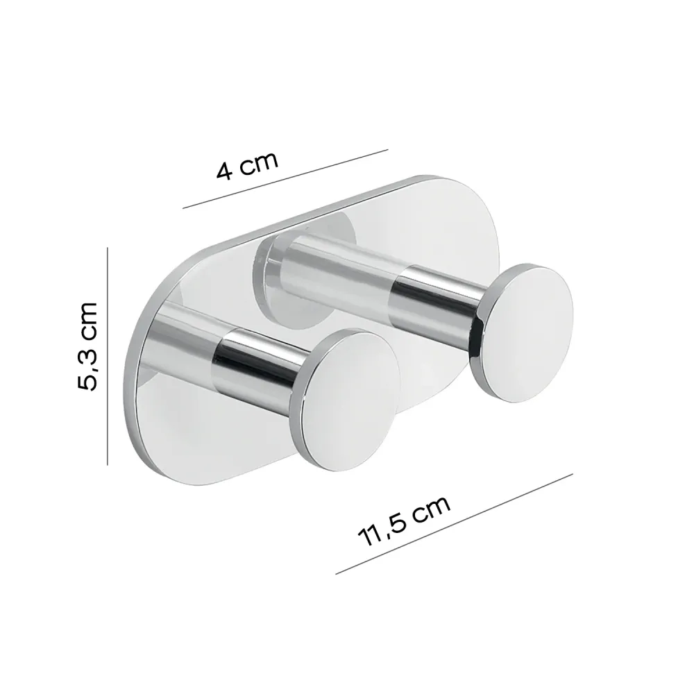 Double coat rack Gedy model Ustica Aluminum - Chrome-plated