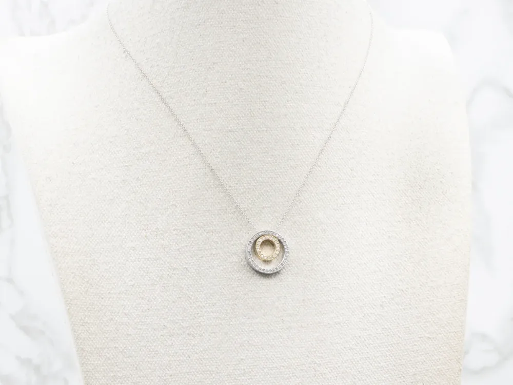 Double Diamond Halo Pendant Necklace
