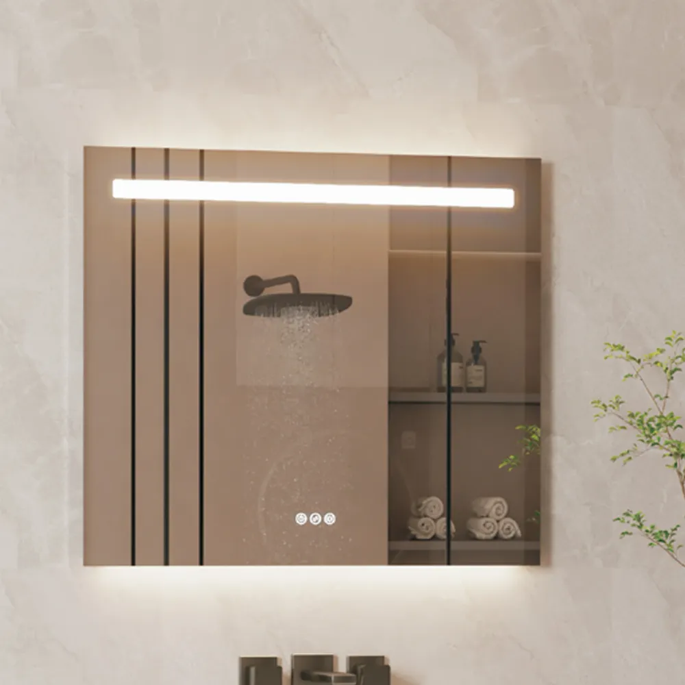 Double lighting mirror Eterea 60x70 handbediend antifog and 3 light tones