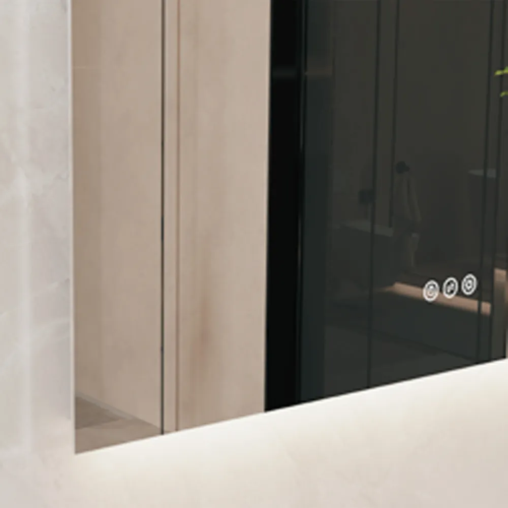 Double lighting mirror Eterea 60x70 handbediend antifog and 3 light tones