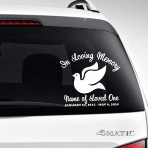 Dove Loving Memory Car Decal met bouten en moeren