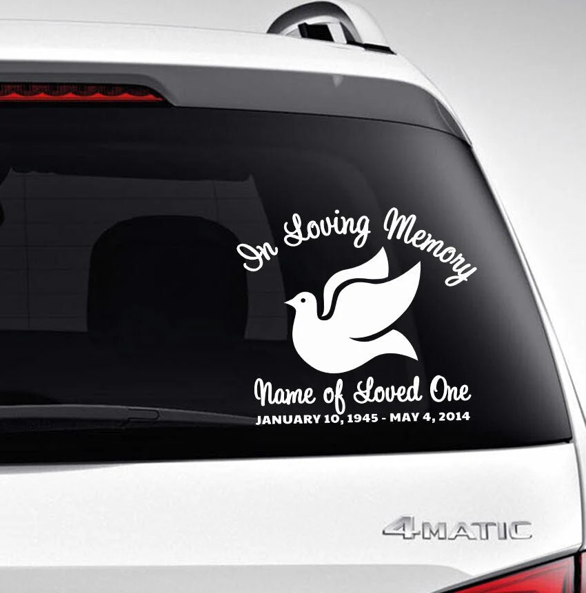 Dove Loving Memory Car Decal met bouten en moeren