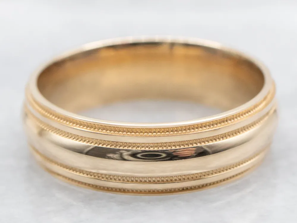 Dubbel Milgrain Edge Wedding Band