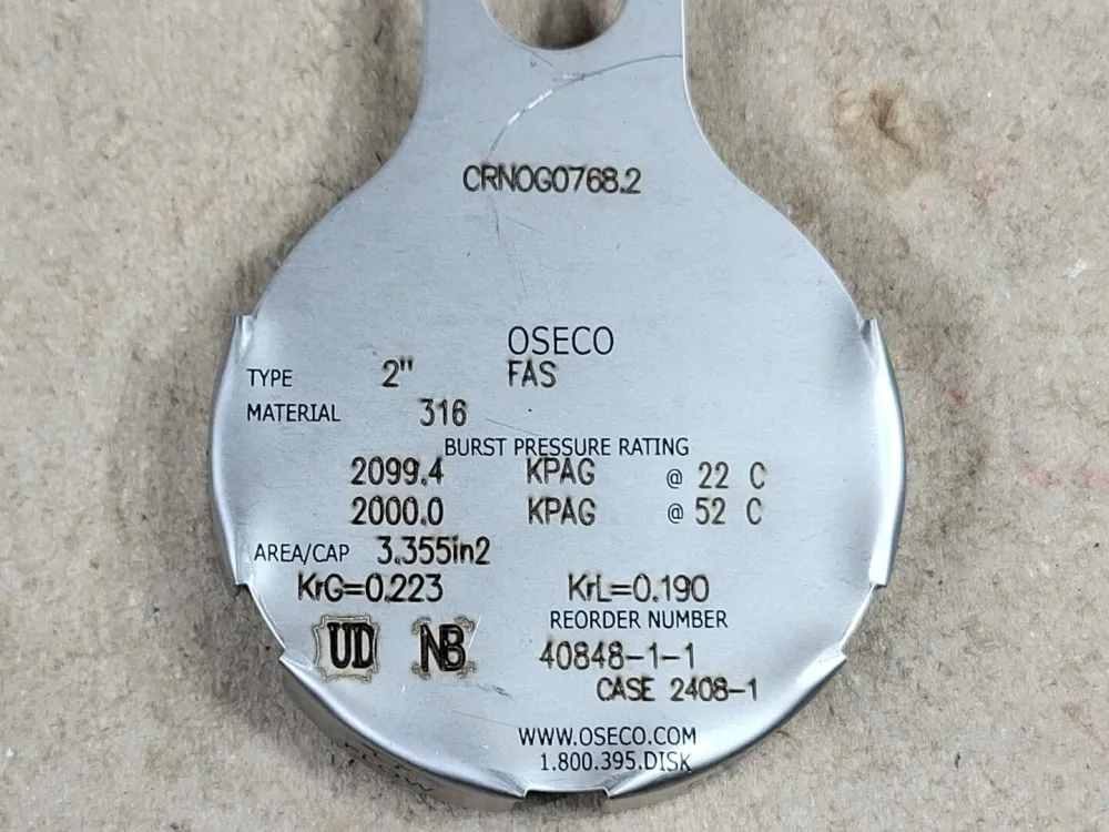 2" FAS Rupture Disc CRNOG0768.2